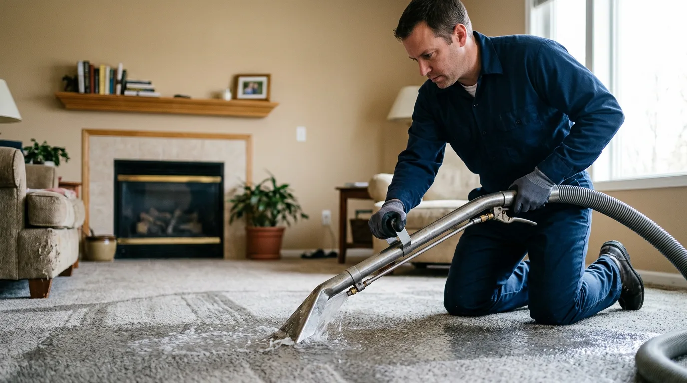 Water damage restoration technician working near Badger, AK